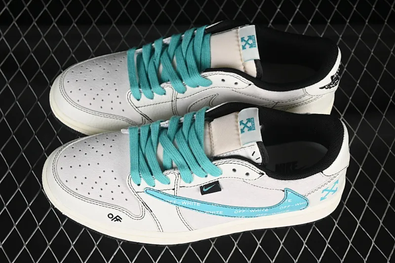All categories Air Jordan Jordan series basketball shoes Air Jordan 1 Low High-end customized low-top sneakers Air Jordan 1 Low AJ1 Joe 1 OFF joint-green gray low-top retro cultural casual sneakers XZ5749-005